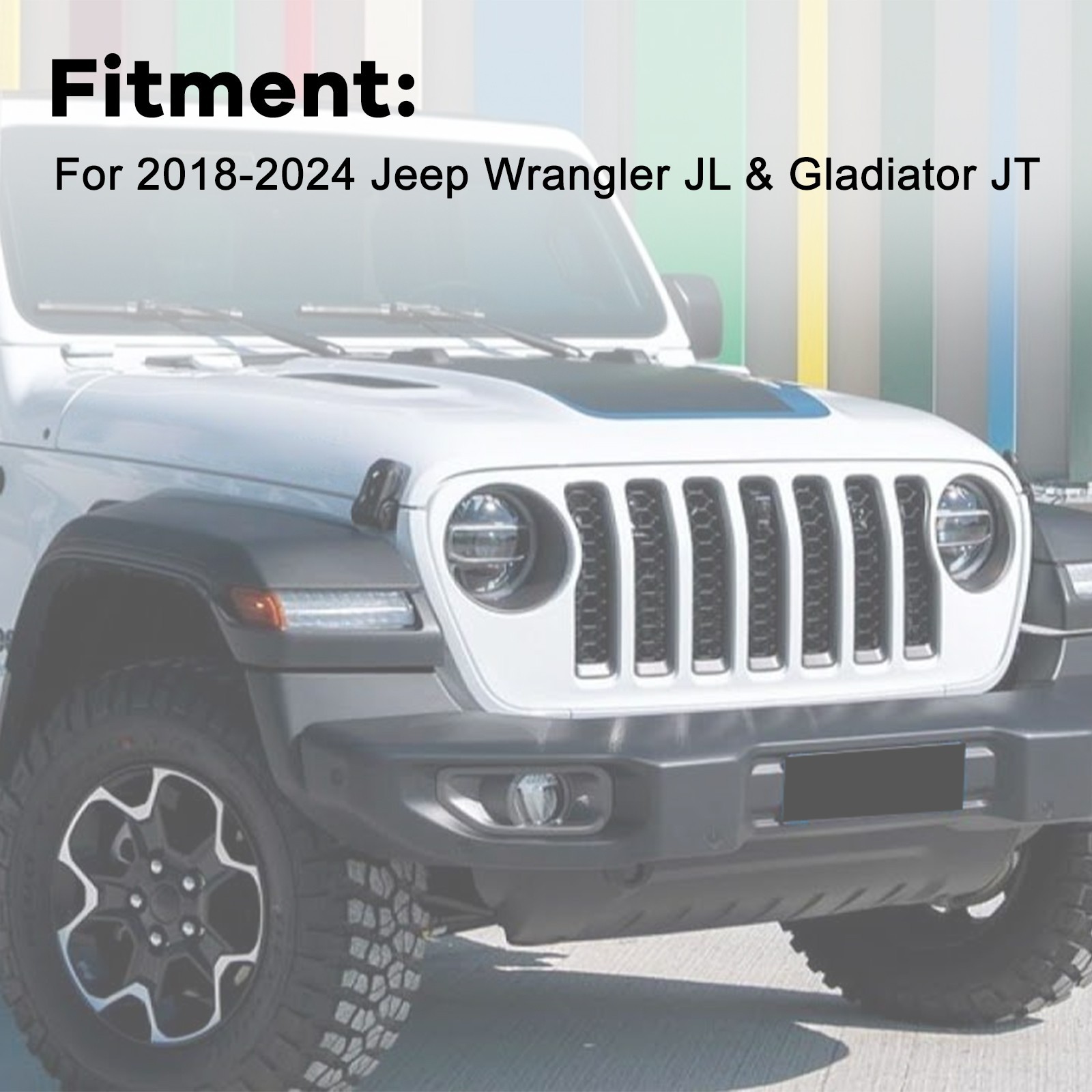 For 2018-2024 Jeep Wrangler JL Gladiator JT Grille W/ camera Hole Bright White