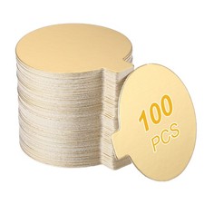 100 Pcs Round Cake Board with Tab, 3.15 Inch Round Cupcake Base, Gold Tone