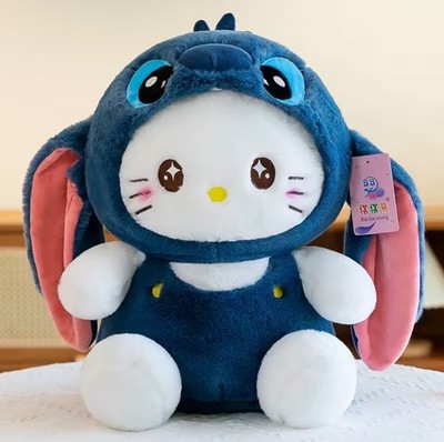 Hello Kitty im Stitch Kostüm Plüschtier Kawaii Cosplay Kuscheltier ca 30cm