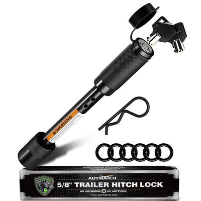 AUTMATCH 5/8'' Trailer Hitch Pin Lock with Extra Long 4'' Span Fits Class III IV V