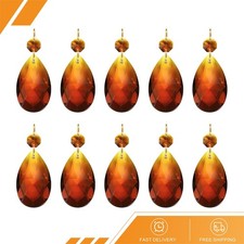 10 PCS Teardrop Crystal Chandelier 60mm Length Prisms Part Dark Amber