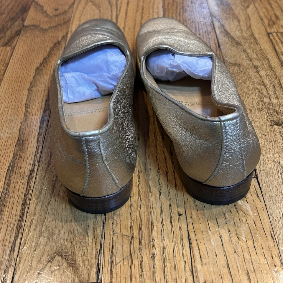 Mocasines Gravati para mujer de cuero de lujo metálico dorado 6,5 M hechos en Italia sin cordones Foto 4 de 4