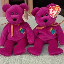 Ty Beanie Babies Millenium Bear Lot of 2 with Errors