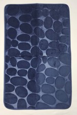 NEW Blue Soft Bathroom Mat Cobblestone Embossed Pattern 31"x19.5" Non-Slip Absor