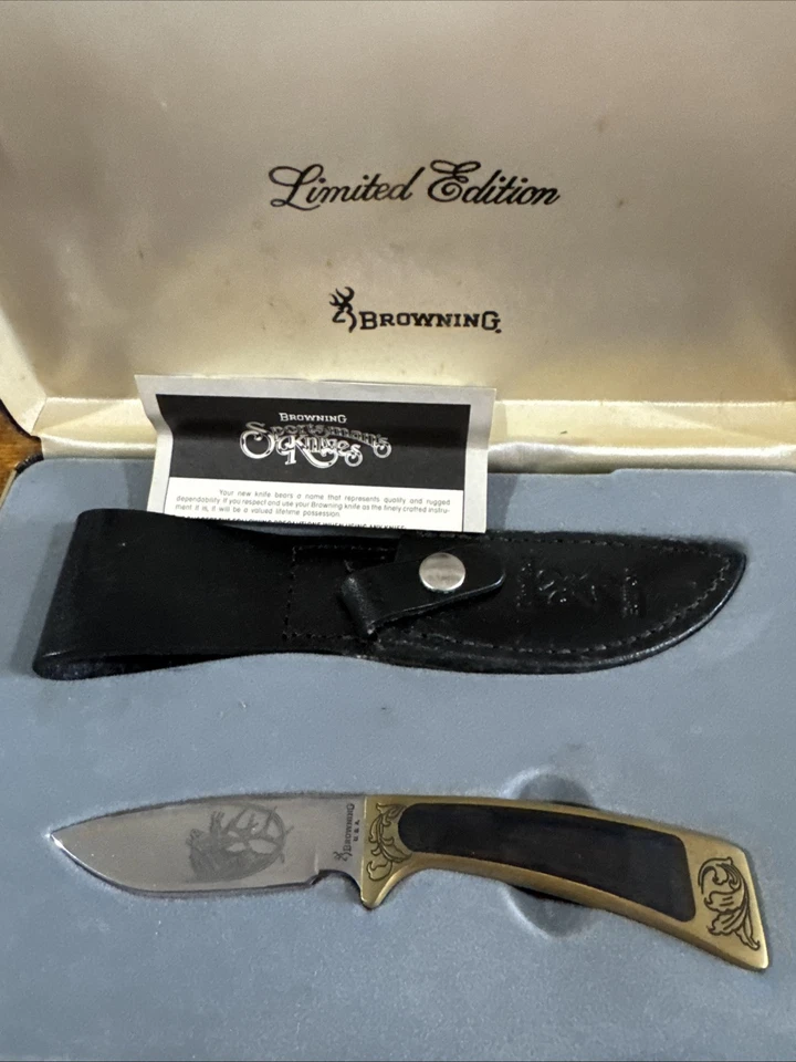 Cuchillo Grabado Alce Edición Limitada BROWNING De Colección 0586 de 3000 Hecho en EE. UU. Foto 2 de 4