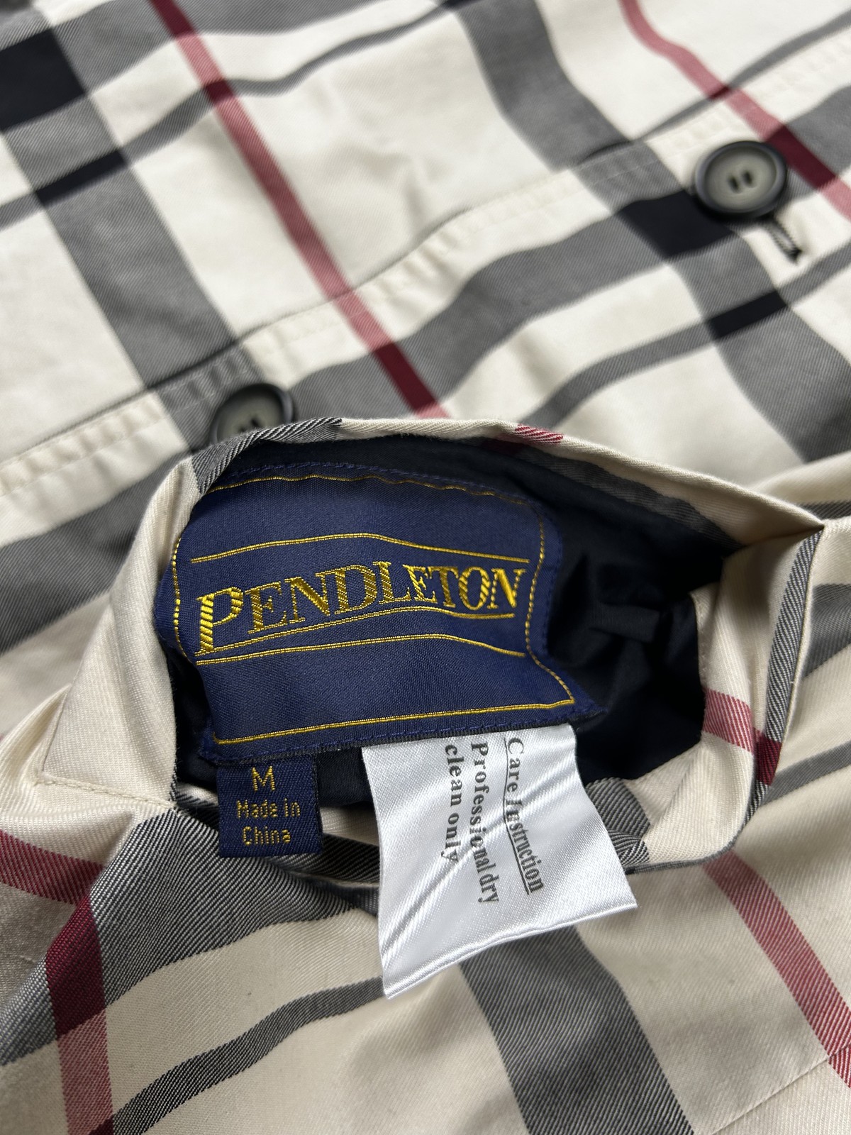 Pendleton Jacket Womens Medium Beige Black Plaid … - image 2