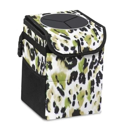 Bote de basura para automóvil con tapa con estampado de leopardo, Color-1
