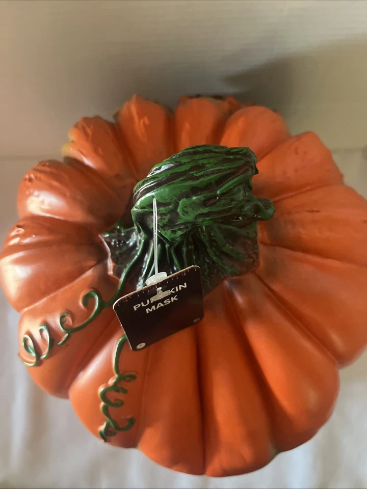 Pumpkin Head Mask Creepy Two-Sided Halloween Costume Face Latex Scary Cosplay - Image 3 of 4