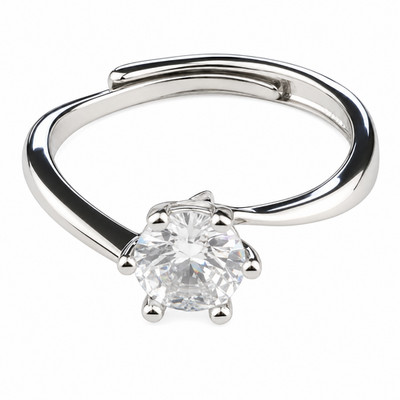Klassischer Rundschliff Verlobungsring für Damen Elegant Solitär Ehering 1603