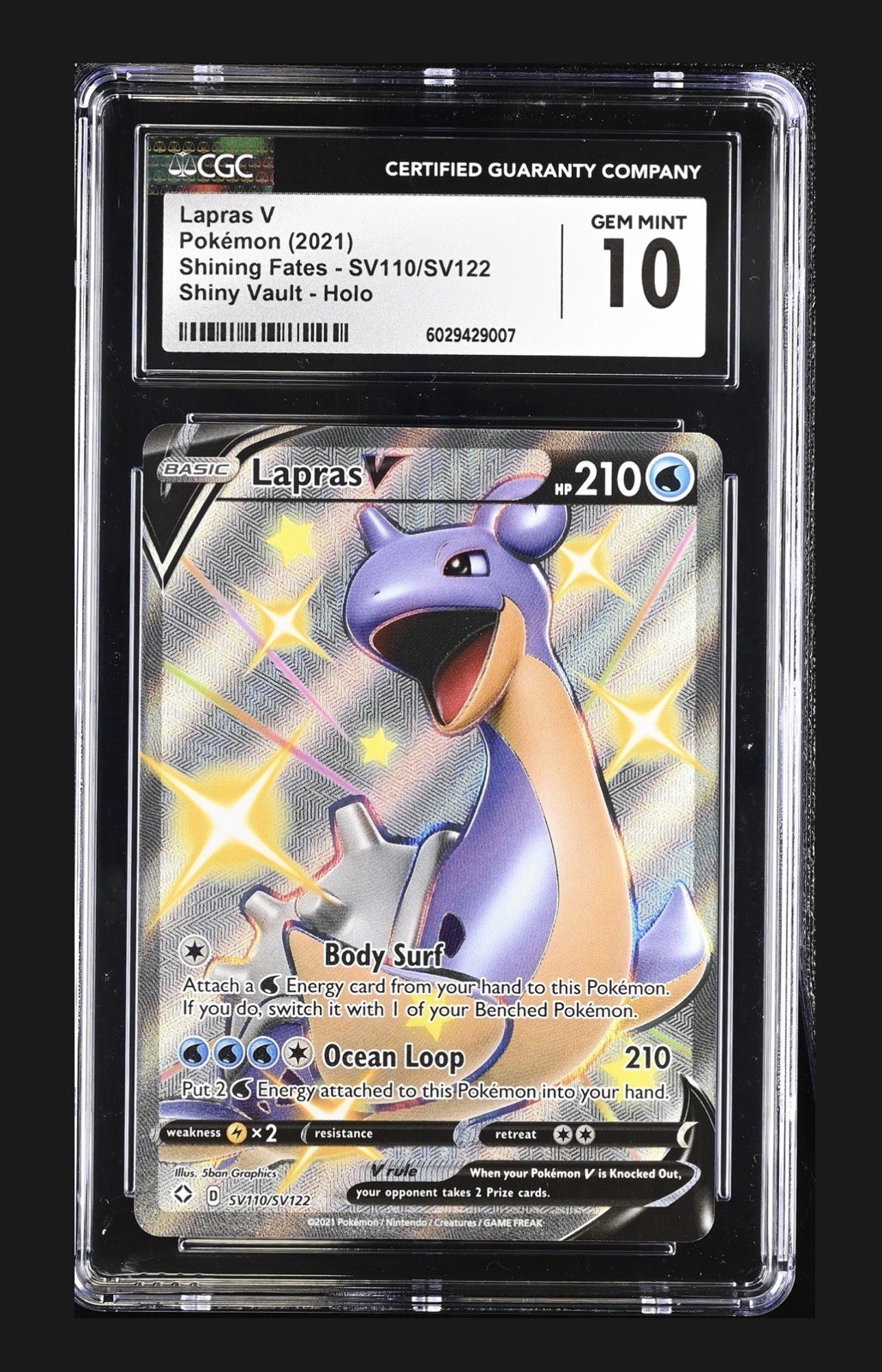 Lapras V SV110/SV122 Shining Fates: Shiny Vault Full Art Holo - CGC 10 GEM MINT