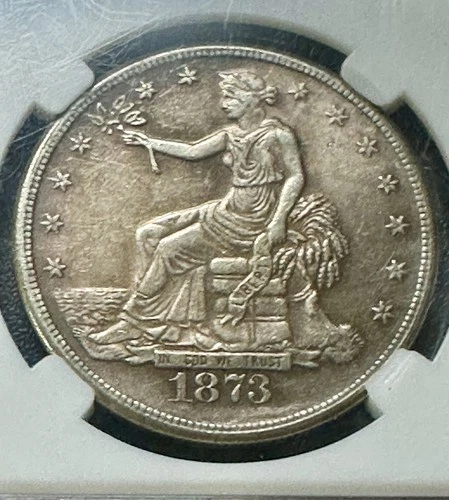 1873 CC Take flowers Seated Liberty Silver Dollar Good condition