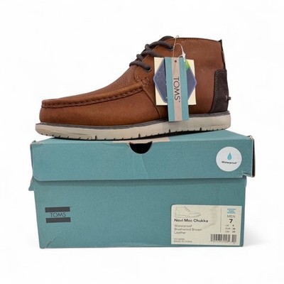 Toms Waterproof Men's Chukka Boots Brown Leather Size 7 new with box