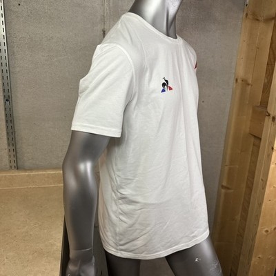 Vintage Le Coq Sportif T-Shirt Men's XL White Blue Red Retro Sport