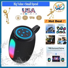 Powerful Waterproof Bluetooth Speaker 36H Stereo LED Lights Outdoor Portable