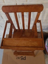 Antique Vintage 26" Tall Oak Wood High Chair Doll Child Sz Overhead Swing Tray