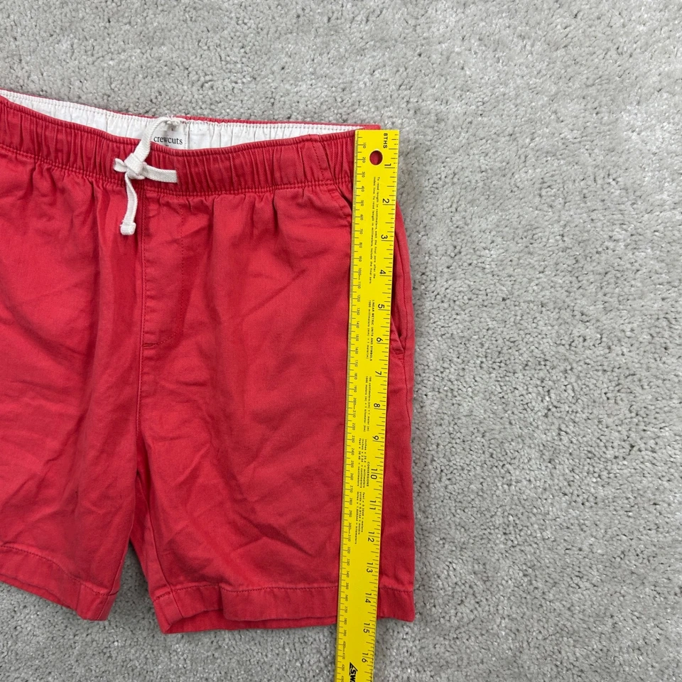 Pantalones Cortos Crewcuts Niños Talla 12 Rojo Claro Frente Plano Tirar de Algodón Bolsillos Chinos Foto 3 de 4