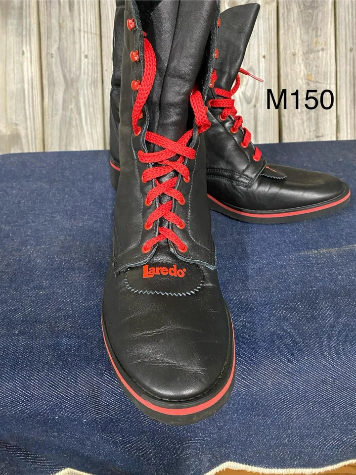 Botas Laredo Roper con cordones para hombre negras con suelas suaves de encaje rojo #1 estado Foto 2 de 3