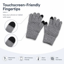 Knit Touchscreen Gloves Men Women Soft Warm Winter Texting Fingertips Daily Wear