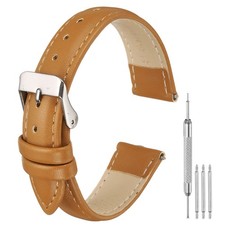 Leather Watch Band, 18mm Release Watch Strap for Men, Brown