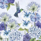 Hummingbird Paper Napkins Blue Flowers Serviettes Tea Party Decoupage 3 ply x 20