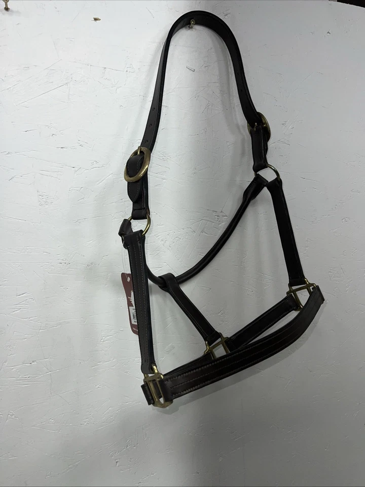 New Tough 1 Genuine Leather Brown Track Horse Halter #44-2046 W-49 - Image 2 of 4