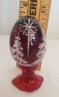 Fenton Art Glass Red Hand Painted Christmas Egg