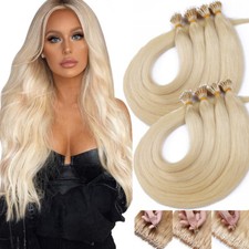 100G THICK Nano Ring Tip Remy Human Hair Extensions Loop Nano Beads Blonde Hair