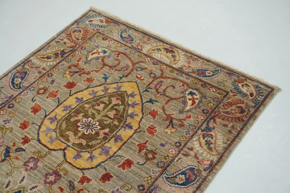 3 x 10 ft Gray Suzani Afghan Hand knotted Floral Runner Rug - Image 4 of 4