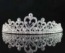 HEARTS CLEAR AUSTRIAN RHIESTONE CRYSTAL HAIR TIARA CROWN BRIDAL PARTY PROM T1762