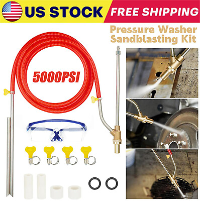 #ad 5000PSI Pressure Washer Sandblasting Kit 1 4 Inch Wet Sandblaster Attachment $34.99
