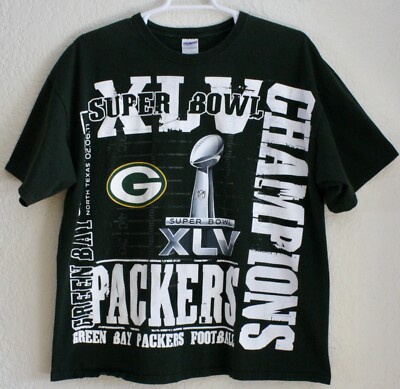Green Bay Packers NFL Super Bowl XLV Champions Mens T Shirt 2XL Spell out | eBay
