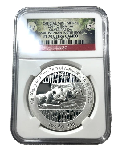 China .999 Silver 1oz Panda NGC PF70 Ultra Cameo Coin, Smithsonian Inst. 388