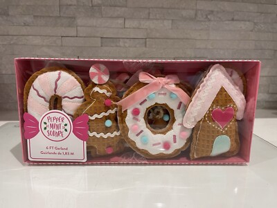 Pfefferminz Quadrat Weihnachten Rosa Lebkuchen Lebkuchen 6 Fuß Stoff Girlande