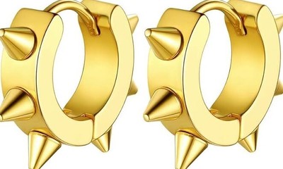 Ohrringe Spike Creolen Huggies 18kt vergoldet 316L Edelstahl Gothic Punk