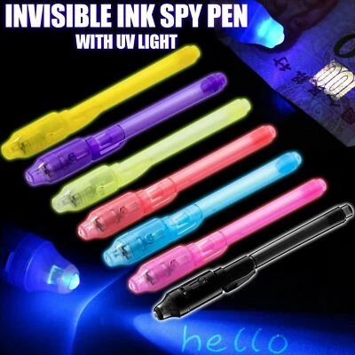 7pcs UV Spy Pens Invisible Ink UV Light Magic Secret Messages Party Kids Gift UK