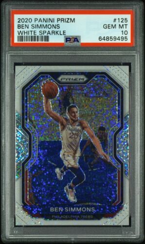 2020-2021 Prizm Ben Simmons White Sparkle #125 PSA 10 Pop 1 76ers Nets - Picture 1 of 2
