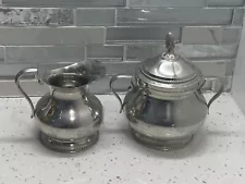 Vintage Sugar Bowl & Creamer Set UNIVERSAL PEWTER 95%TIN Collectible RARE