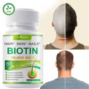 Capsules de biotine 10000mcg - Max Force, croissance des cheveux, ongles forts, peau saine