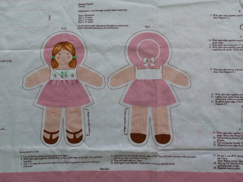 VIP Cranston STRAWBERRY SUNDRESS Sz 1,2,3 w/ 10" Doll Fabric Panel Craft Cut&Sew - Image 4 of 4