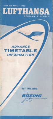 Lufthansa timetable 1960/04/01 advance