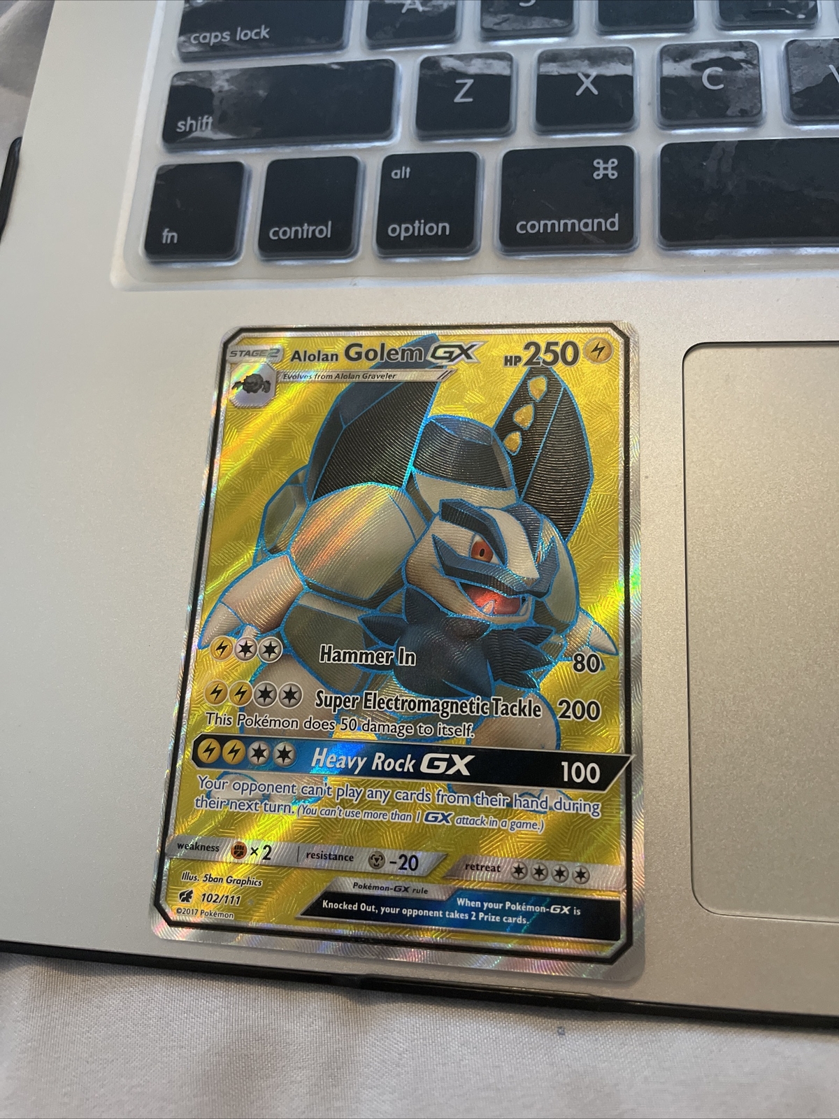 Alolan Golem GX 102/111 Crimson Invasion Full Art Pokemon Card TCG Near Mint