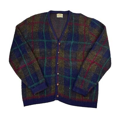 Vintage 50s 60s Campus Mohair Cardigan Sweater Checkered Vintage 50s 60s Campus Mohair Cardigan Sweater Checkered