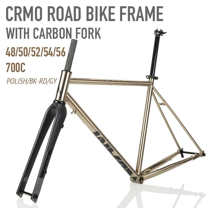 Bicicleta de carretera todoterreno gravel 700C CX Touring Travel CrMo cuadro de acero horquilla de carbono Foto 2 de 4