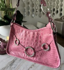 Raviani Purse Pink Swarovski Crystal Bling Leather Shoulder Purse 12x7 Size $299
