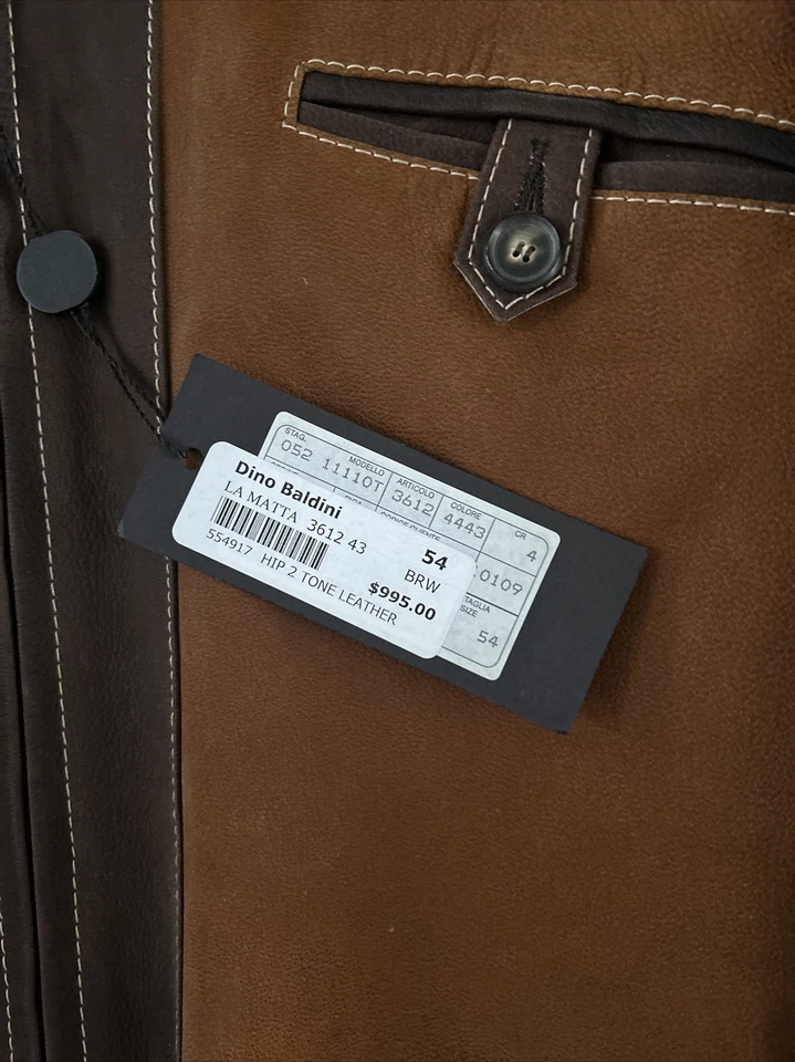 Brand New La Matta Brown Leather Jacket EU 54 (US L) — Retail Price Of $995 - Image 3 of 4