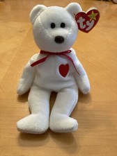 Ty Beanie Baby Valentino Bear with multiple tag errors, brown nose