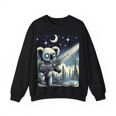 Unisex Adult Crewneck Sweatshirt - Sci-Fi Koala Bear, Futuristic City, Cyborg