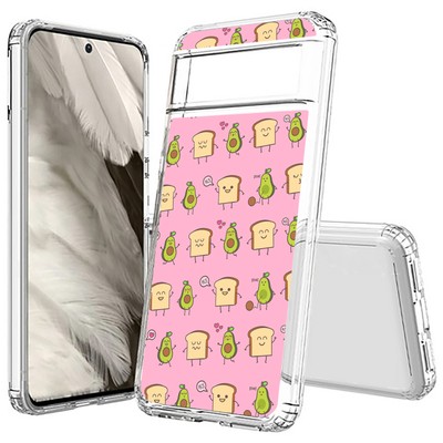 For Google Pixel  (8a,8 Pro,8,7a,7 Pro,7,6),Slim Cover,Pink Avocado Print,USA