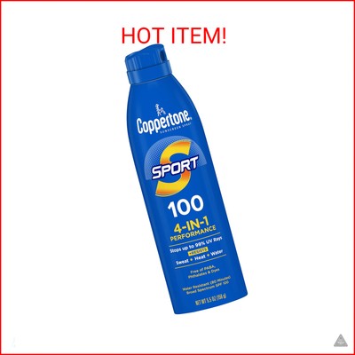 Coppertone SPORT Sunscreen Spray SPF 100, Water Resistant, Continuous Spray Suns