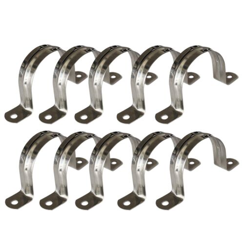 AKIHISA 10 Pcs 2 Hole U Tube Strap Clamp 304 Stainless Steel Rigid Pipe Strap...